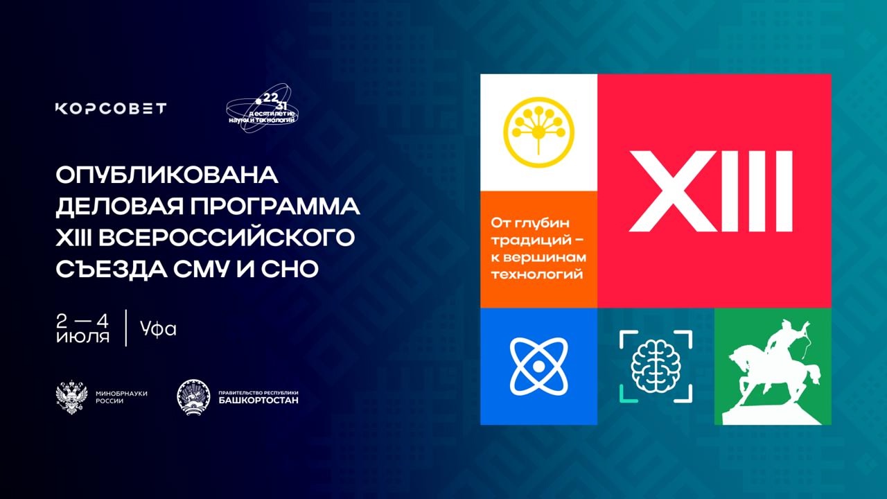 Опубликована деловая программа XIII Всероссийского съезда советов молодых ученых и студенческих научных обществ!